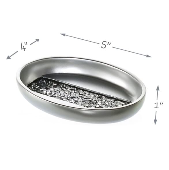 Creative Scents Silver Mosaic Soap Dish - Bathroom Bar Soap Holder - Decorative Dry soap Bar Holder for Shower  Vanity Sink  Bathtub - Durable Resin Designed bar Soap Dish (Silver - Gray) - Image 3